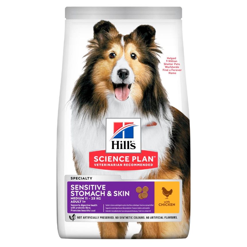 hills adult sensitive stomach and skin dog food chicken