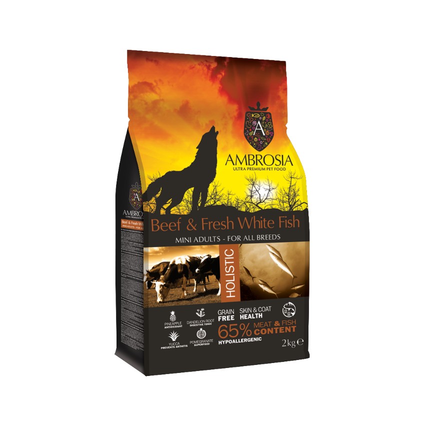 AMBROSIA MINI ADULT BEFF &WHITE FISH DOG FOOD